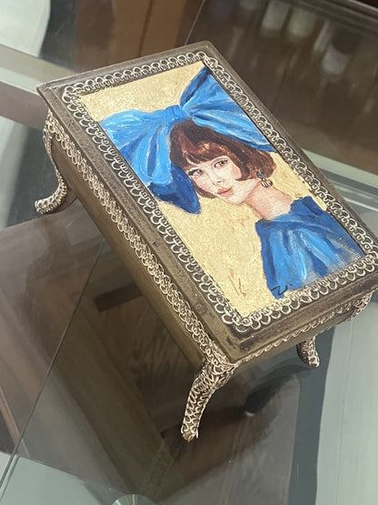 Large Keepsake Box Girl with the Blue Bow