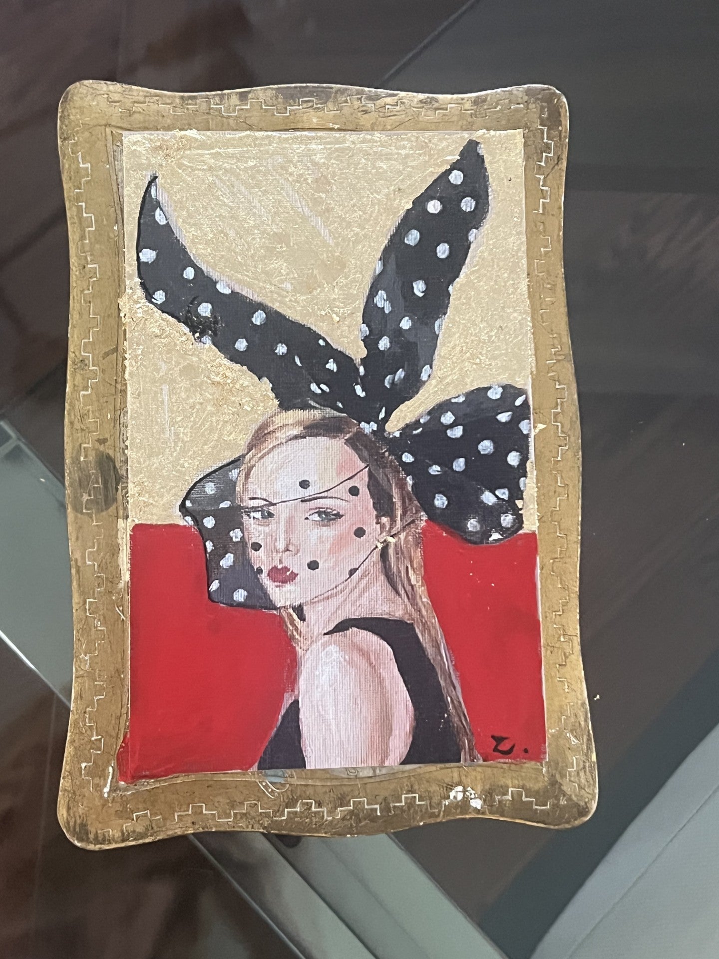 Vintage Polka Dot Woman in Red