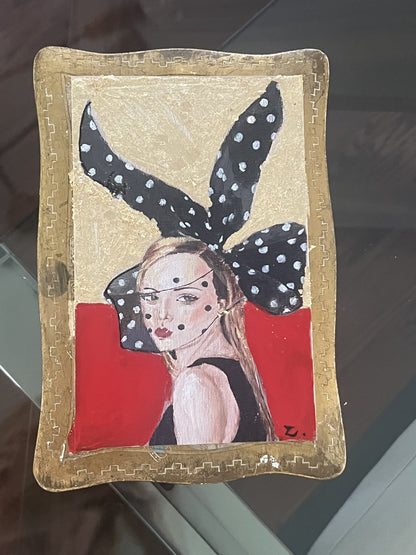 Vintage Polka Dot Woman in Red